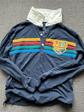 Little Sleepies Navy and Maroon Hogwarts Crest Polo